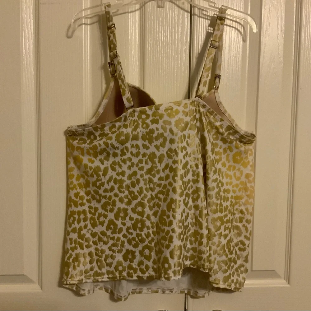 Rare Find!! Cacique Tankini Swim Set - Gold & White Leopard - 42C Top/16 Skirt - Picture 4 of 12